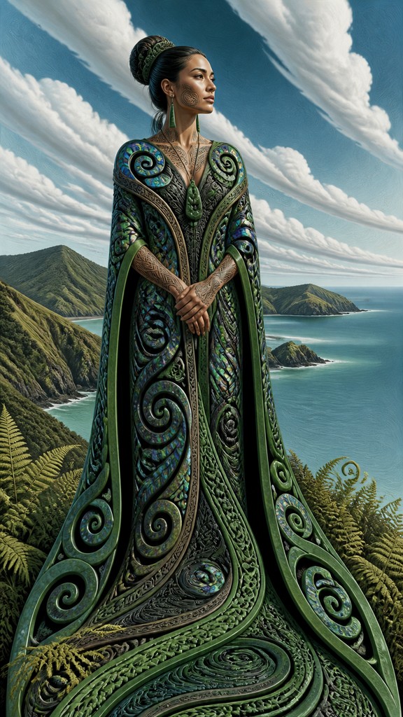 full-length portrait of an elegant figure — New Zealand Art Style