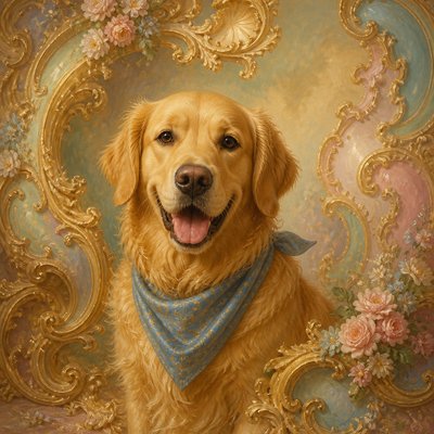 Rococo Classical Art Style pet portrait example