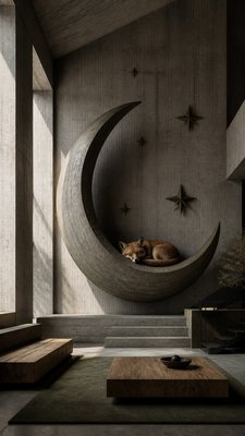 Brutalist Interior Design baby announcement example