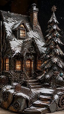Metal Assemblage Sculpture Art Style Christmas card example