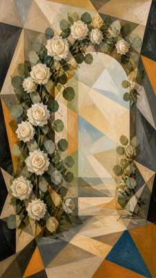 Cubist Modern Art Style wedding invitation example