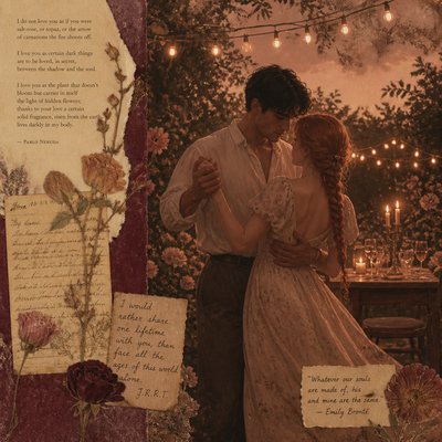 Romantic Academia Aesthetic couple portrait example