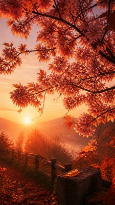 cherry blossom branches against a soft dawn sky, no people — Autumncore Aesthetic wallpaper