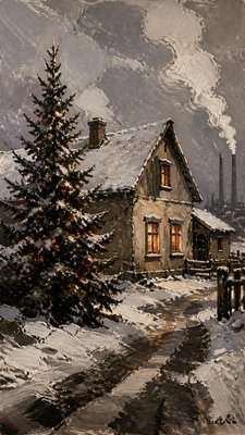 Social Realism Art Style Christmas card example