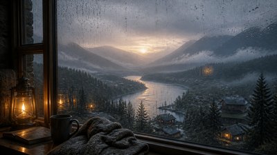 Rainy Day Aesthetic desktop wallpaper example