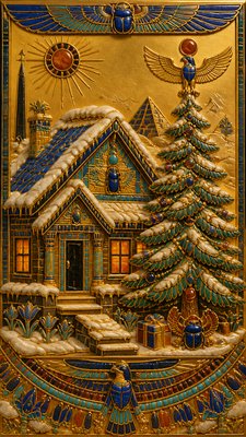 Egyptian Revival Jewelry Style Christmas card example