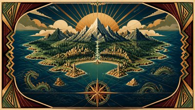 Art Deco Poster Design fantasy map example