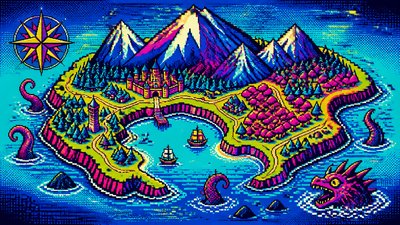 Digital Pop Art Style fantasy map example