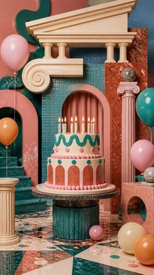 Postmodern Architecture birthday card example