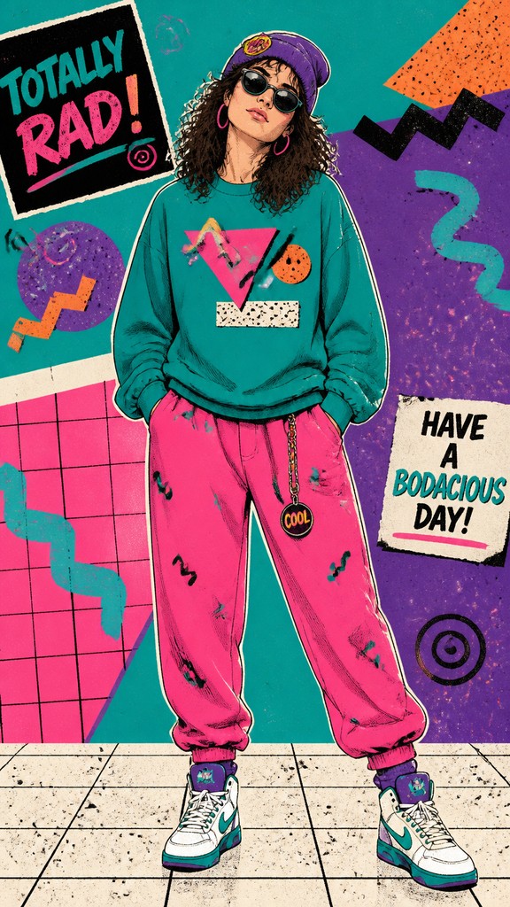 full-length portrait of an elegant figure — 90s Retro Aesthetic