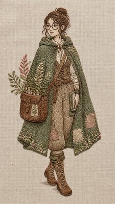 Hand Embroidery Illustration / Textile Art character design example