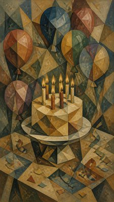 Proto-Cubism Art Style birthday card example