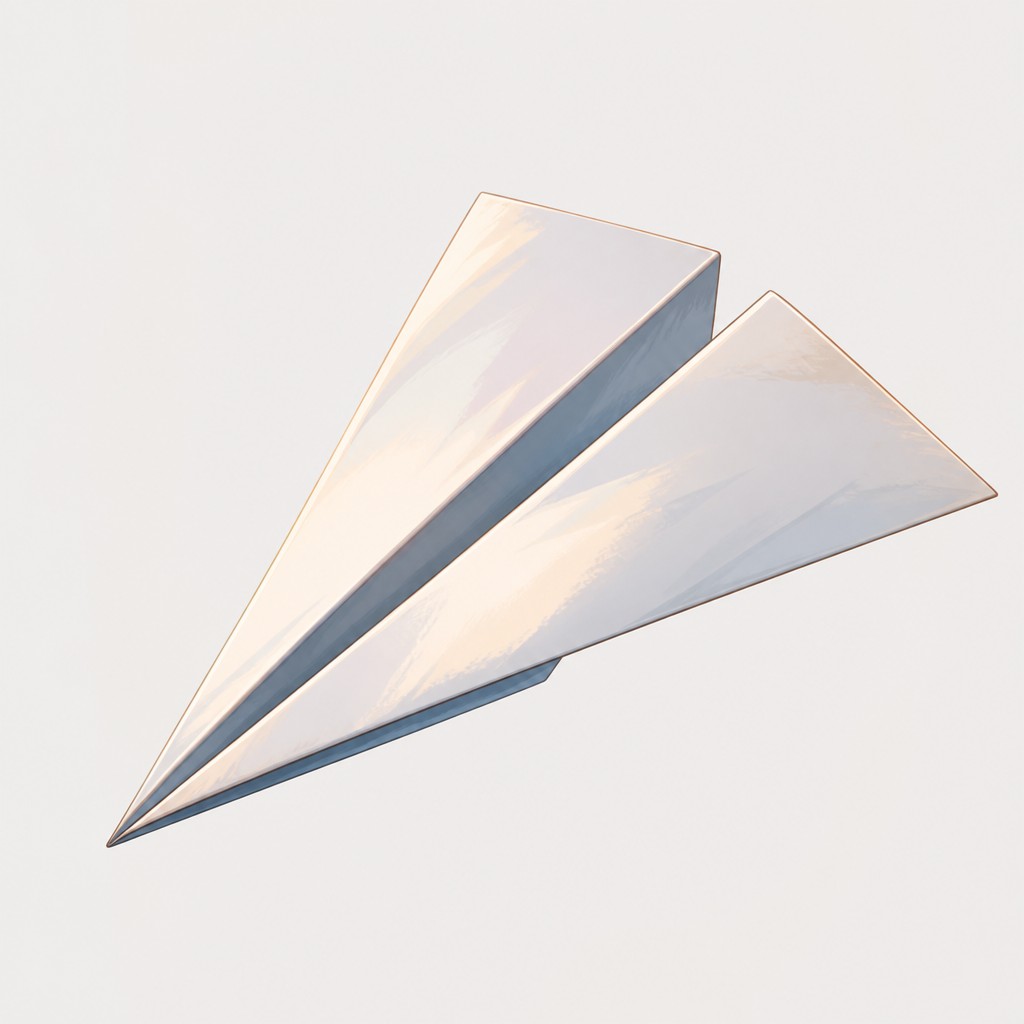 a paper plane, clean minimal composition on a plain background, no text — Semi-Realistic Anime Art Style icon