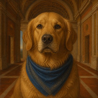 Quattrocento Perspective Renaissance Art Style pet portrait example