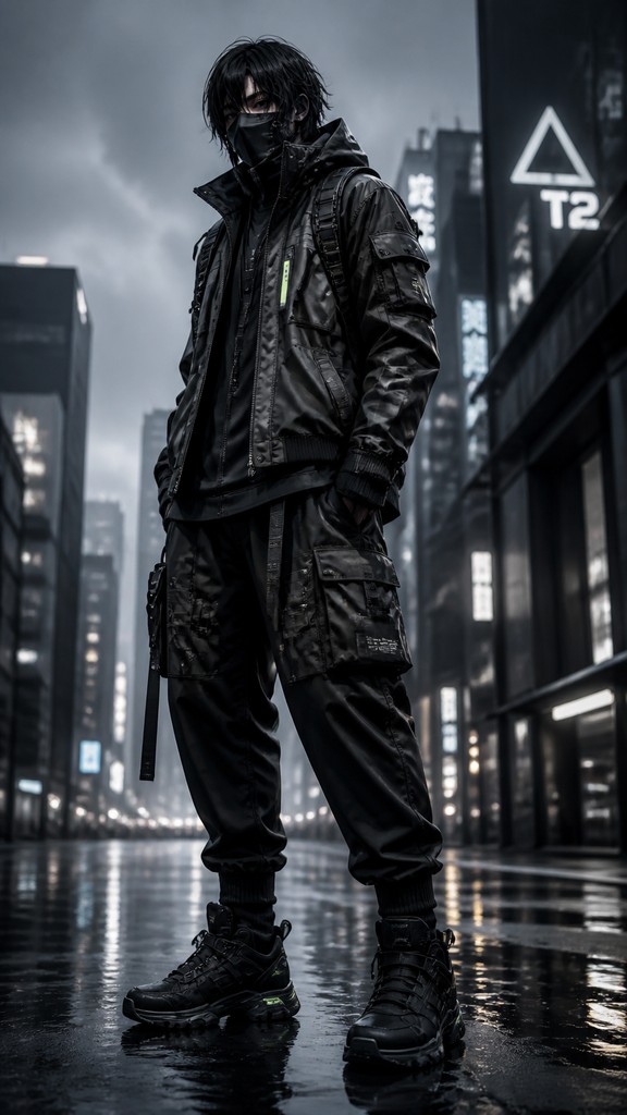 full-length portrait of an elegant figure — Techwear Fashion
