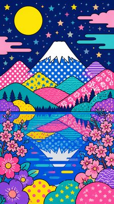 Superflat Art Style phone wallpaper example