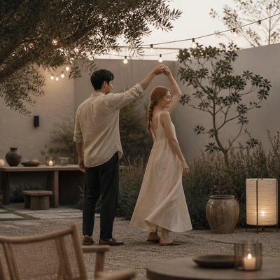 Japandi Aesthetic couple portrait example