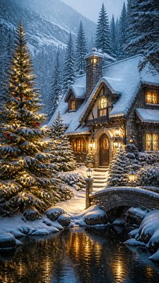 Realistic Landscape Art Style Christmas card example