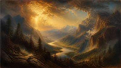 Romantic Landscape Art Style desktop wallpaper example
