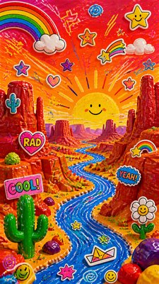 a desert canyon under a dramatic sunset sky, no people — Kidcore Aesthetic wallpaper