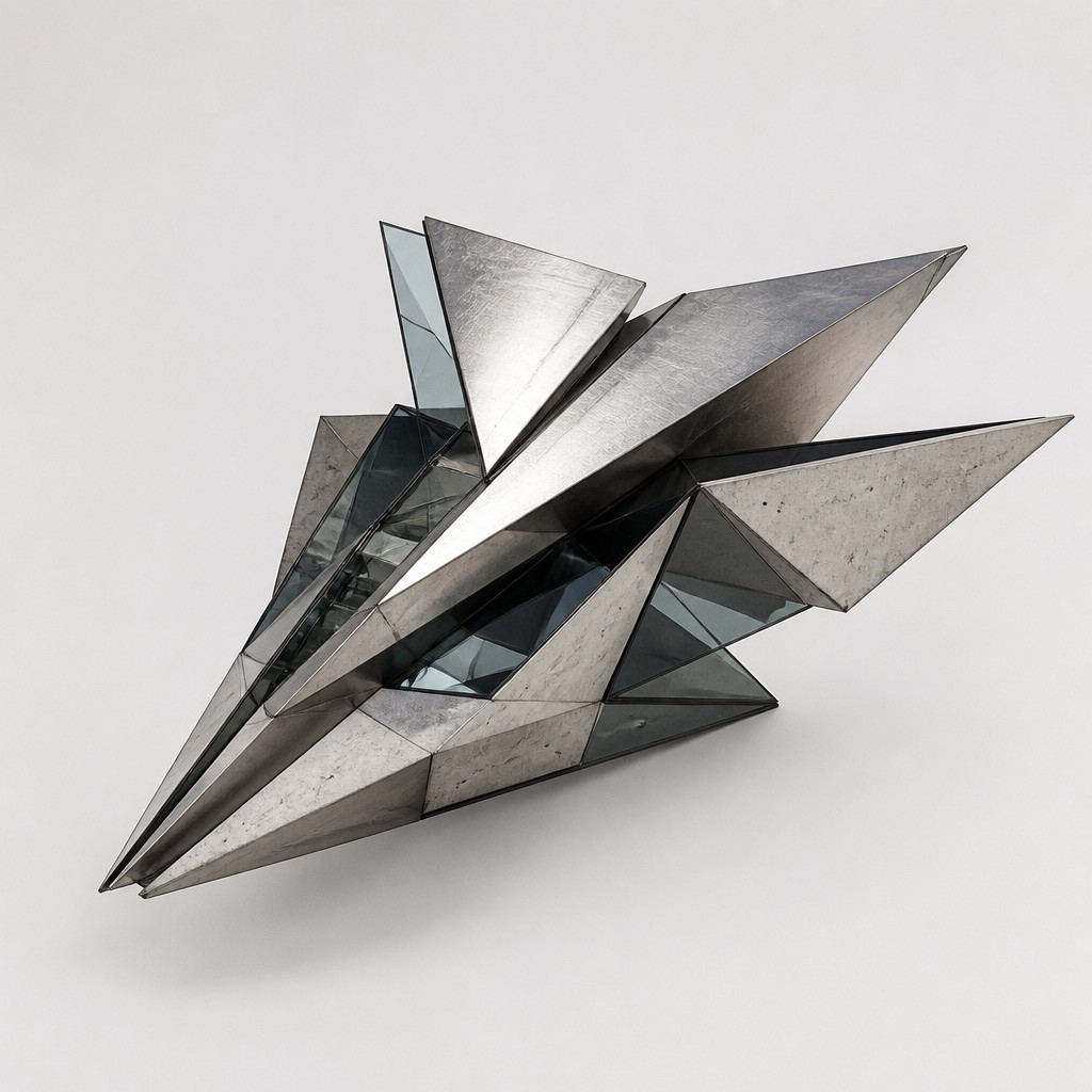 a paper plane, clean minimal composition on a plain background, no text — Deconstructivist Architecture icon