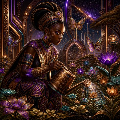 Afrofuturism Art Style coloring page example