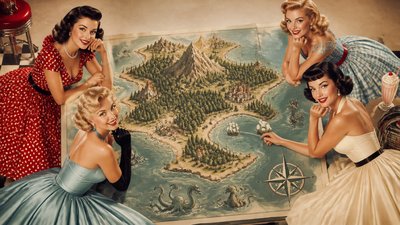 Vintage 50s Fashion Style fantasy map example