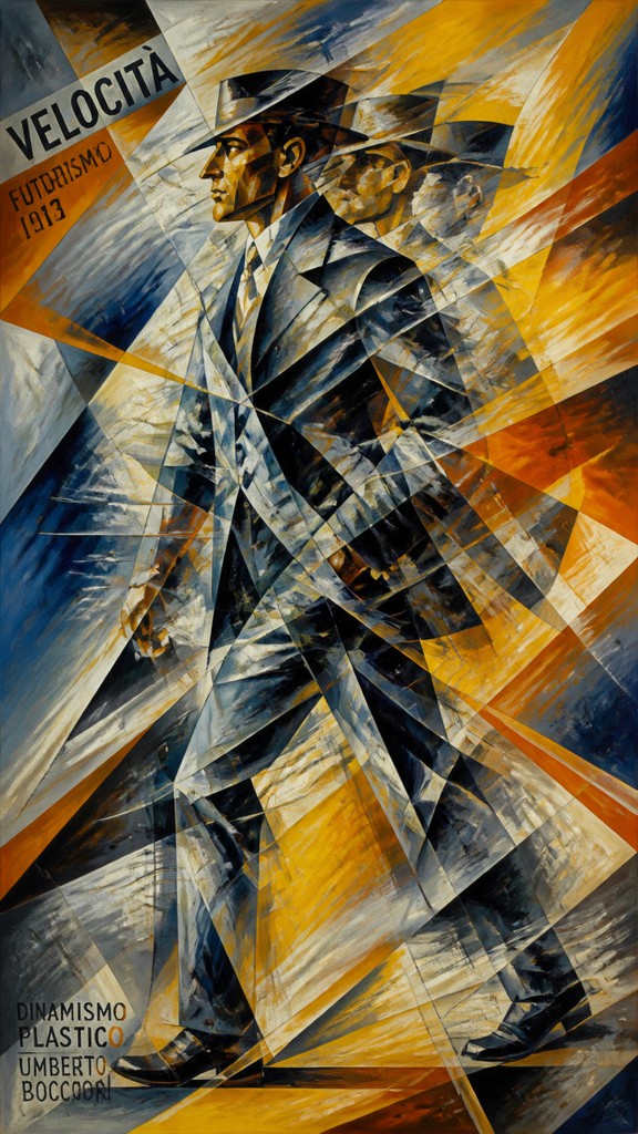 full-length portrait of an elegant figure — Futurism Art Style