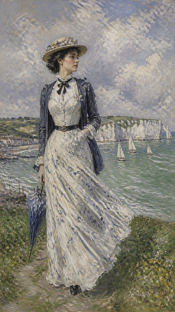 full-length portrait of an elegant figure — Normandy Coast Art Style