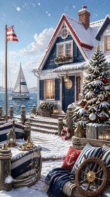 Nautical Aesthetic Christmas card example
