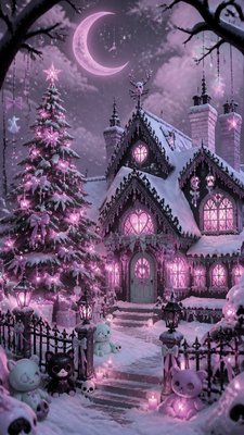 Pastel Goth Aesthetic Christmas card example
