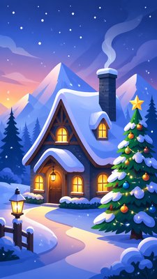 Vector Digital Art Style Christmas card example