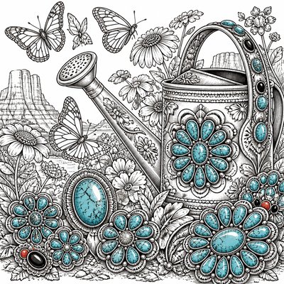 Southwestern Turquoise Jewelry Style coloring page example
