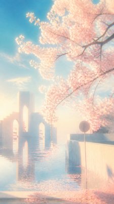 cherry blossom branches against a soft dawn sky, no people — Dreamcore Aesthetic wallpaper