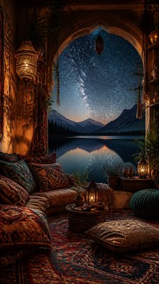 Bohemian Interior Design phone wallpaper example