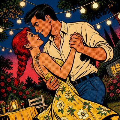 Comic Book Pop Art Style couple portrait example