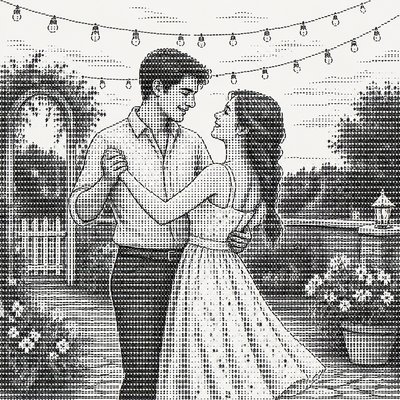 ASCII Art Style couple portrait example