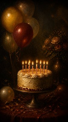 Renaissance Portrait Art Style birthday card example