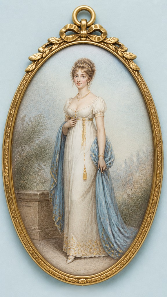 full-length portrait of an elegant figure — Portrait Miniature Art Style