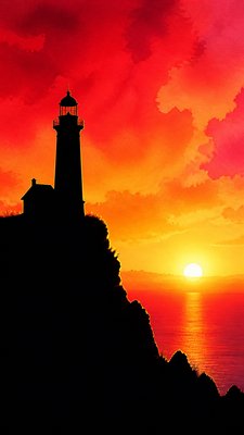 Sunset Silhouette Art Style poster example