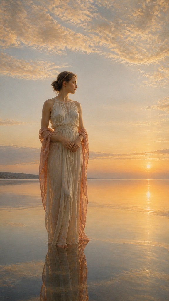 full-length portrait of an elegant figure — Luminism Art Style