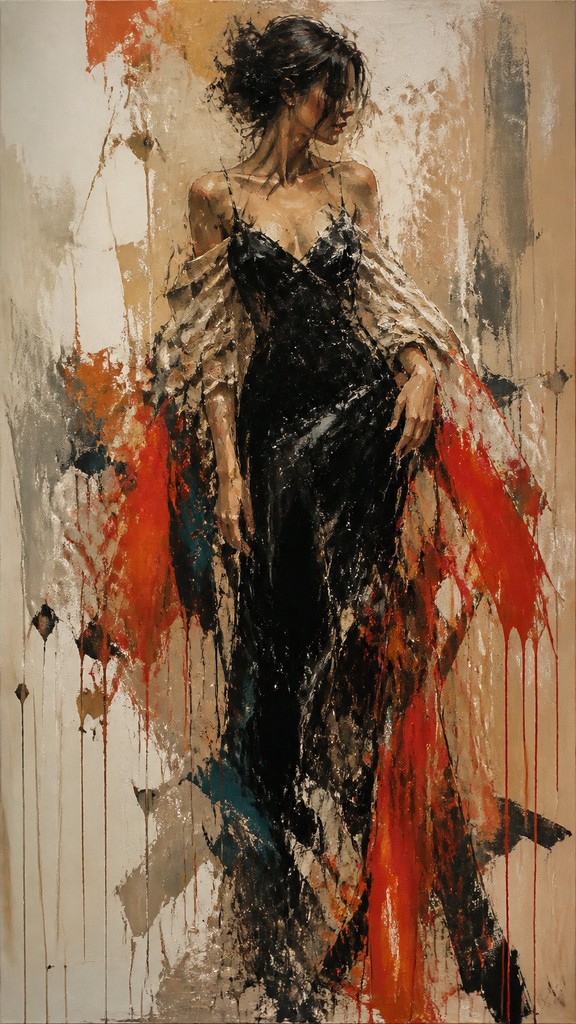 full-length portrait of an elegant figure — Abstract Expressionism Art Style