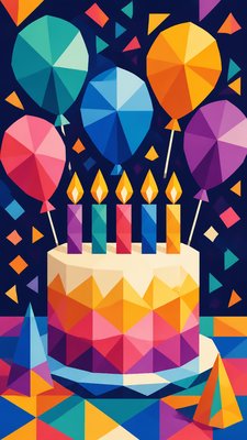 Geometric Abstract Art Style birthday card example