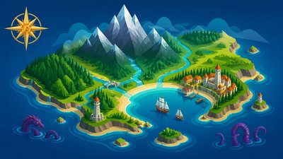 Vector Digital Art Style fantasy map example