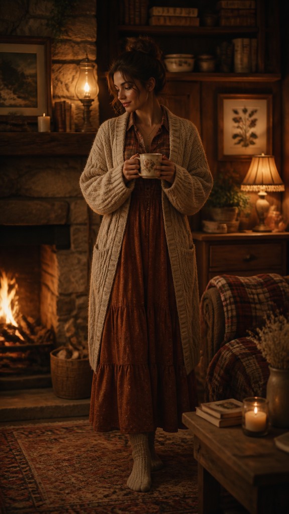 full-length portrait of an elegant figure — Cozycore Aesthetic