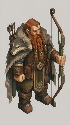 Isometric Geometric Art tabletop character portrait example