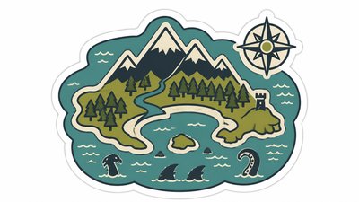 Minimalist Sticker Design fantasy map example