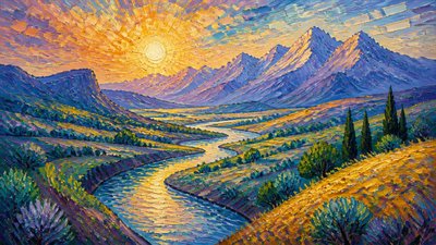 Post-Impressionism Art Style desktop wallpaper example