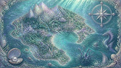 Mermaidcore Aesthetic fantasy map example