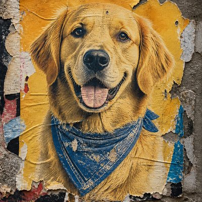 Wheatpaste Poster Street Art Style pet portrait example